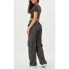 imageODODOS Stretch Woven Relaxed Cargo Pants for Women Cinchable Hems Lightweight Casual Sweatpants with PocketsCharcoal