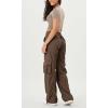 imageODODOS Stretch Woven Relaxed Cargo Pants for Women Cinchable Hems Lightweight Casual Sweatpants with PocketsCoffee