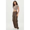 imageODODOS Stretch Woven Relaxed Cargo Pants for Women Cinchable Hems Lightweight Casual Sweatpants with PocketsCoffee