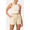 imageODODOS Stretch Woven Relaxed Shorts for Women Elastic High Waist Summer Lightweight Casual Shorts with PocketsBeige