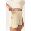 imageODODOS Stretch Woven Relaxed Shorts for Women Elastic High Waist Summer Lightweight Casual Shorts with PocketsBeige
