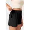 imageODODOS Stretch Woven Relaxed Shorts for Women Elastic High Waist Summer Lightweight Casual Shorts with PocketsBlack