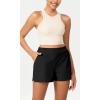 imageODODOS Stretch Woven Relaxed Shorts for Women Elastic High Waist Summer Lightweight Casual Shorts with PocketsBlack