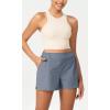 imageODODOS Stretch Woven Relaxed Shorts for Women Elastic High Waist Summer Lightweight Casual Shorts with PocketsBlue