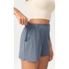 imageODODOS Stretch Woven Relaxed Shorts for Women Elastic High Waist Summer Lightweight Casual Shorts with PocketsBlue