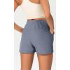 imageODODOS Stretch Woven Relaxed Shorts for Women Elastic High Waist Summer Lightweight Casual Shorts with PocketsBlue