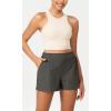 imageODODOS Stretch Woven Relaxed Shorts for Women Elastic High Waist Summer Lightweight Casual Shorts with PocketsCharcoal