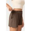 imageODODOS Stretch Woven Relaxed Shorts for Women Elastic High Waist Summer Lightweight Casual Shorts with PocketsCoffee
