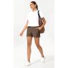 imageODODOS Stretch Woven Relaxed Shorts for Women Elastic High Waist Summer Lightweight Casual Shorts with PocketsCoffee