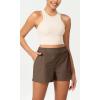 imageODODOS Stretch Woven Relaxed Shorts for Women Elastic High Waist Summer Lightweight Casual Shorts with PocketsCoffee