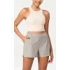 imageODODOS Stretch Woven Relaxed Shorts for Women Elastic High Waist Summer Lightweight Casual Shorts with PocketsLight Gray