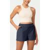 imageODODOS Stretch Woven Relaxed Shorts for Women Elastic High Waist Summer Lightweight Casual Shorts with PocketsNavy