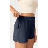 imageODODOS Stretch Woven Relaxed Shorts for Women Elastic High Waist Summer Lightweight Casual Shorts with PocketsNavy