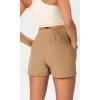 imageODODOS Stretch Woven Relaxed Shorts for Women Elastic High Waist Summer Lightweight Casual Shorts with PocketsTan
