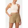 imageODODOS Stretch Woven Relaxed Shorts for Women Elastic High Waist Summer Lightweight Casual Shorts with PocketsTan