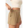 imageODODOS Stretch Woven Relaxed Shorts for Women Elastic High Waist Summer Lightweight Casual Shorts with PocketsTan