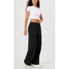 imageODODOS Womens Fleece Lined Wide Leg Jogger Pants with Pockets MidRise Relaxed PullOn SweatpantsBlack