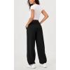 imageODODOS Womens Fleece Lined Wide Leg Jogger Pants with Pockets MidRise Relaxed PullOn SweatpantsBlack