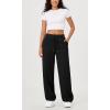 imageODODOS Womens Fleece Lined Wide Leg Jogger Pants with Pockets MidRise Relaxed PullOn SweatpantsBlack
