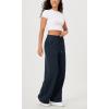 imageODODOS Womens Fleece Lined Wide Leg Jogger Pants with Pockets MidRise Relaxed PullOn SweatpantsDeep Navy