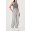 imageODODOS Womens Fleece Lined Wide Leg Jogger Pants with Pockets MidRise Relaxed PullOn SweatpantsHeather Grey
