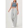 imageODODOS Womens Fleece Lined Wide Leg Jogger Pants with Pockets MidRise Relaxed PullOn SweatpantsHeather Grey