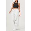 imageODODOS Womens Fleece Lined Wide Leg Jogger Pants with Pockets MidRise Relaxed PullOn SweatpantsHeather White
