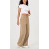 imageODODOS Womens Fleece Lined Wide Leg Jogger Pants with Pockets MidRise Relaxed PullOn SweatpantsKhaki