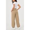 imageODODOS Womens Fleece Lined Wide Leg Jogger Pants with Pockets MidRise Relaxed PullOn SweatpantsKhaki