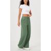 imageODODOS Womens Fleece Lined Wide Leg Jogger Pants with Pockets MidRise Relaxed PullOn SweatpantsMedium Olive