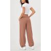 imageODODOS Womens Fleece Lined Wide Leg Jogger Pants with Pockets MidRise Relaxed PullOn SweatpantsMuted Clay