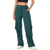 imageODODOS Stretch Woven Relaxed Cargo Pants for Women Cinchable Hems Lightweight Casual Sweatpants with PocketsForest Teal
