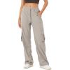 imageODODOS Stretch Woven Relaxed Cargo Pants for Women Cinchable Hems Lightweight Casual Sweatpants with PocketsLight Gray