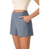 imageODODOS Stretch Woven Relaxed Shorts for Women Elastic High Waist Summer Lightweight Casual Shorts with PocketsBlue
