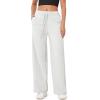imageODODOS Womens Fleece Lined Wide Leg Jogger Pants with Pockets MidRise Relaxed PullOn SweatpantsHeather White