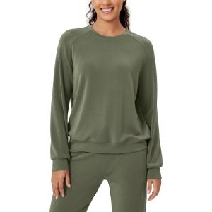 imageODODOS Modal Soft Raglan Long Sleeves Sweatshirts for Women Oversized Crew Neck Pullover TopsDark Sage
