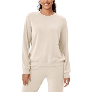 imageODODOS Modal Soft Raglan Long Sleeves Sweatshirts for Women Oversized Crew Neck Pullover TopsIvory
