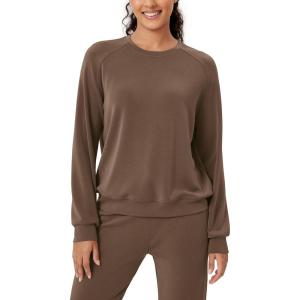imageODODOS Modal Soft Raglan Long Sleeves Sweatshirts for Women Oversized Crew Neck Pullover TopsNutria
