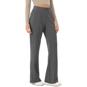 imageODODOS Womens Modal Soft Mini Flared Pants with Pockets High Waist PullOn Casual Lounge Pants2931quot InseamCharcoal