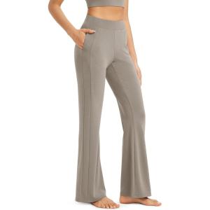 imageODODOS Womens Modal Soft Mini Flared Pants with Pockets High Waist PullOn Casual Lounge Pants2931quot InseamKhaki