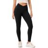 imageODODOS Buttery Soft Cross Waist Leggings with Pockets for Women ODCLOUD 25quot  28quot Crossover Lounge Yoga PantsBlack