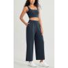 imageODODOS Modal Soft Wide Leg Cropped Pants for Women High Waist Casual Relaxed Pants with Pockets25 InseamNavy