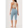 imageODODOS ODLEX 2Pack High Waist Knee Length Workout Capris for Women 14quot19quot Tummy Control Athletic Running Capri LeggingsBlackchambray