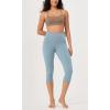 imageODODOS ODLEX 2Pack High Waist Knee Length Workout Capris for Women 14quot19quot Tummy Control Athletic Running Capri LeggingsBlackchambray