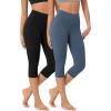 imageODODOS ODLEX 2Pack High Waist Knee Length Workout Capris for Women 14quot19quot Tummy Control Athletic Running Capri LeggingsBlackink Blue
