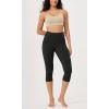 imageODODOS ODLEX 2Pack High Waist Knee Length Workout Capris for Women 14quot19quot Tummy Control Athletic Running Capri LeggingsBlackonyx Black Grey