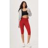 imageODODOS ODLEX 2Pack High Waist Knee Length Workout Capris for Women 14quot19quot Tummy Control Athletic Running Capri LeggingsBlackred