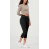imageODODOS Womens Cross Waist Yoga Capris with Inner Pocket 19quot Inseam Gathered Crossover Workout Cropped Yoga PantsBlack