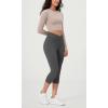 imageODODOS Womens Cross Waist Yoga Capris with Inner Pocket 19quot Inseam Gathered Crossover Workout Cropped Yoga PantsCharcoal