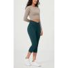 imageODODOS Womens Cross Waist Yoga Capris with Inner Pocket 19quot Inseam Gathered Crossover Workout Cropped Yoga PantsForest Teal